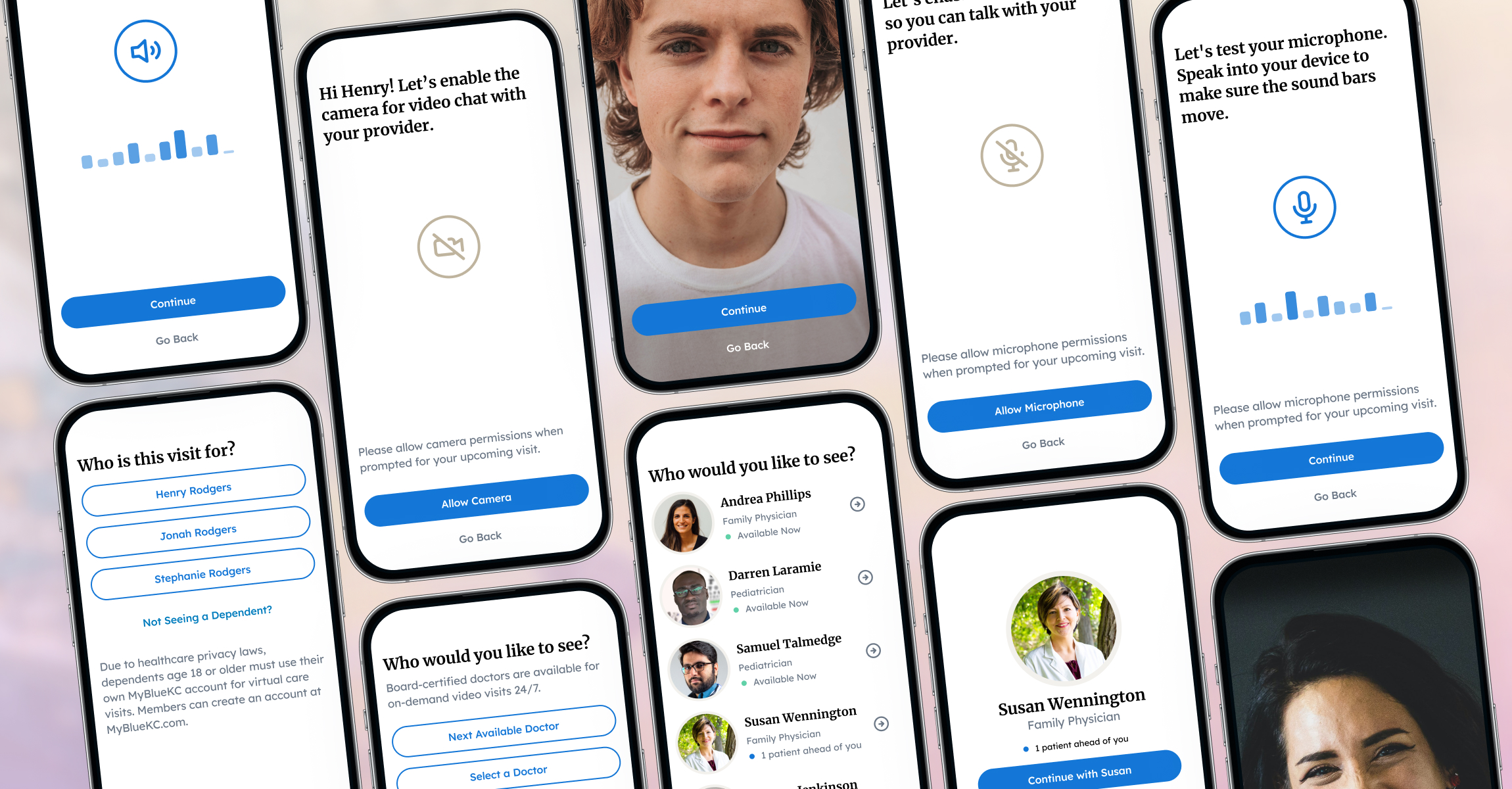 Product design mockups for a health insurance app. Designed by Sean Berger for Blue Cross and Blue Shield.